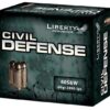 Liberty Ammo Civil Defense .40 S&W, 60gr, LF Fragmenting HP, 20rd Box