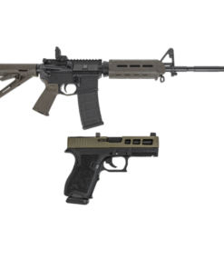 PSA 16"Nitride M4 5.56 MOE Rifle w/ MBUS Rear, ODG & PSA Dagger Compact 9mm SW1 RMR Pistol, 2-Tone Sniper Green